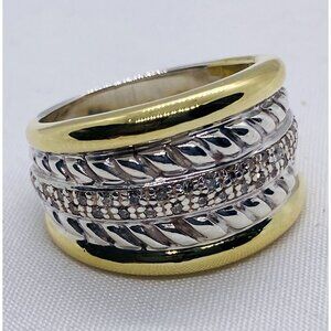 David Yurman Five Row Thoroughbred Diamond Ring 925 18k READ